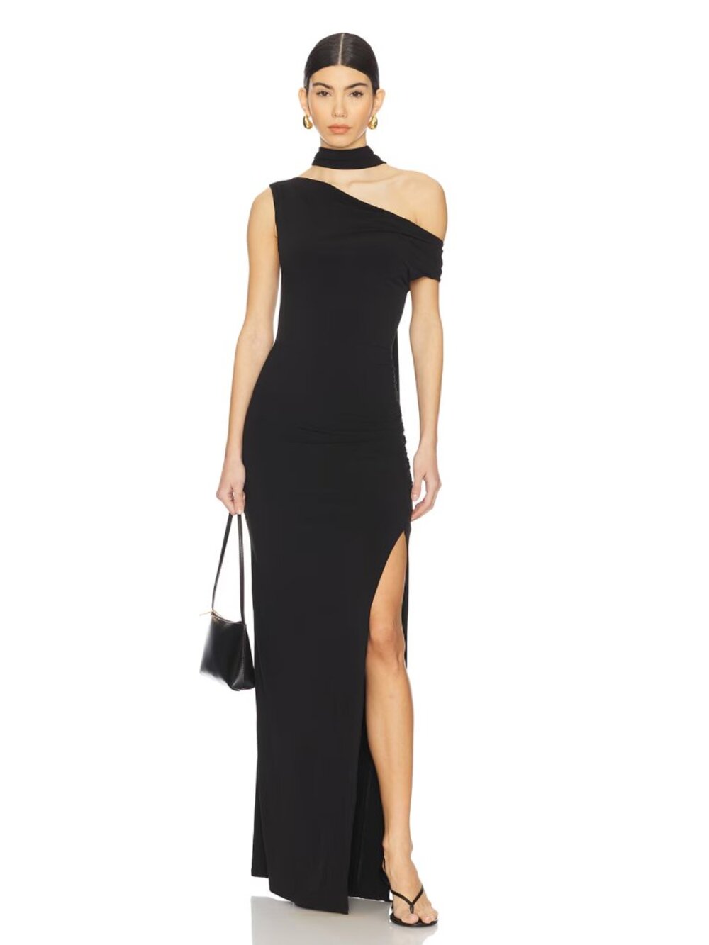 LPA Lia Maxi Dress in Black Formal Scarf Gown Sleeveless Medium M